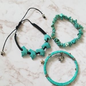 Turquoise colored bracelets
